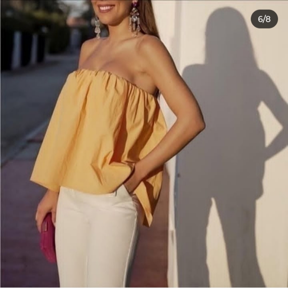 NWT ZARA Elegant Yellow Strapless Top S